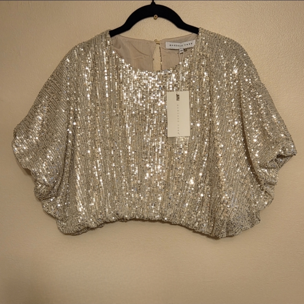 NWT Endless Rose Sequin Puff Sleeve Crop Top - Picture 6 of 9